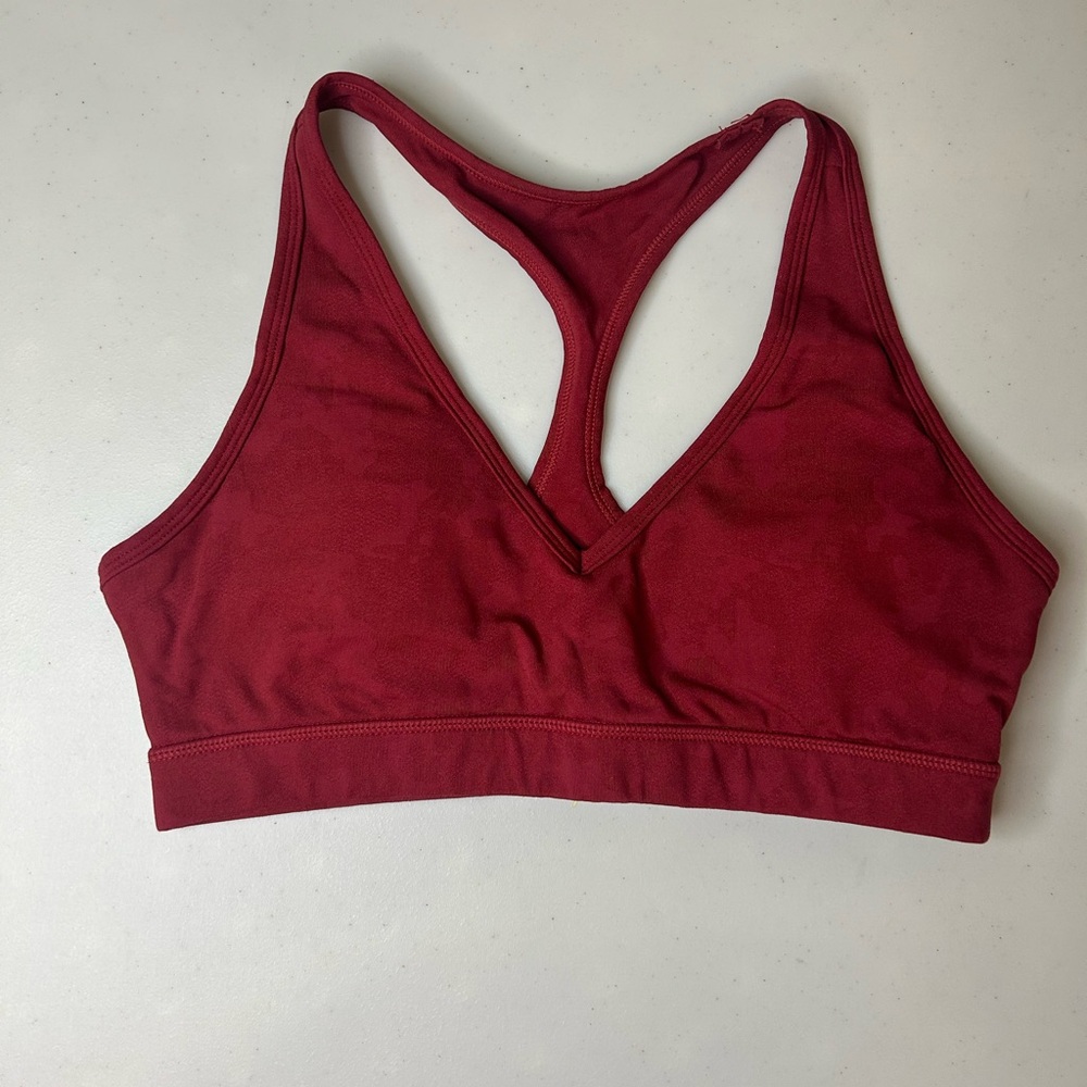 BuffBunny Collection Confidential Sports Bra Deep Red Marble Size Medium